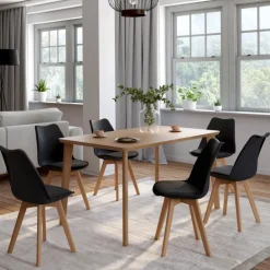 Chaises scandinaves noires avec coussin