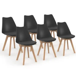 Chaises scandinaves noires avec coussin