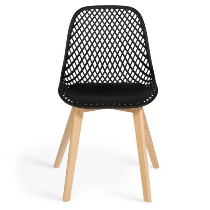 Chaises scandinaves noires x6 avec dossier ajouré