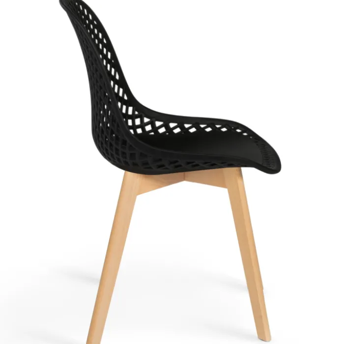 Chaises scandinaves noires x6 avec dossier ajouré