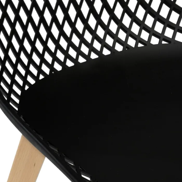 Chaises scandinaves noires x6 avec dossier ajouré