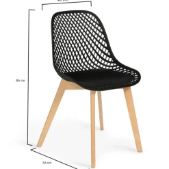 Chaises scandinaves noires x6 avec dossier ajouré