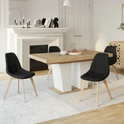 Chaises scandinaves noires pieds en bois