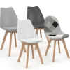 Chaises scandinaves patchworks noirs, gris et blancs