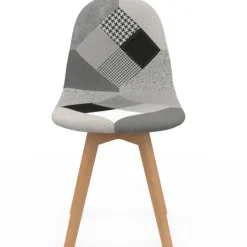 Chaises scandinaves patchworks noirs, gris et blancs