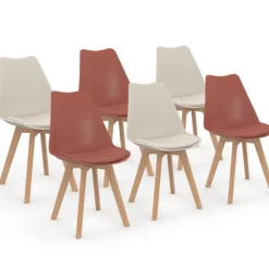 Chaises scandinaves terracotta et beige