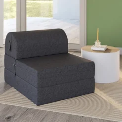 Chauffeuse convertible 1 place en tissu gris anthracite