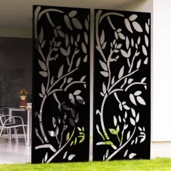 Claustra extérieur métal noir mat motif floral