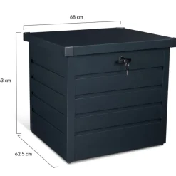 Coffre de jardin verrouillable en métal gris anthracite 200 L