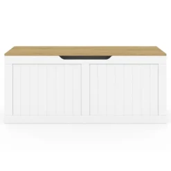 Coffre de rangement bois et blanc