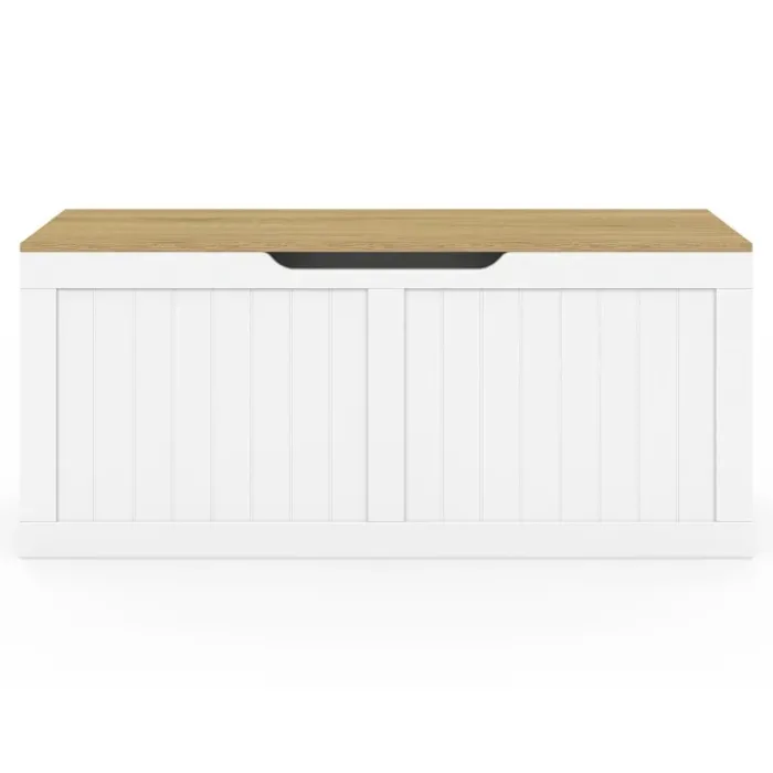 Coffre de rangement bois et blanc