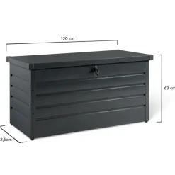 Coffre de rangement extérieur étanche en métal gris 350 L