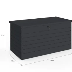Coffre de rangement métal verrouillable gris anthracite pour jardin 1250L 175x95x90 cm