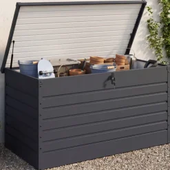 Coffre de rangement métal verrouillable gris anthracite pour jardin 1250L 175x95x90 cm