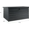Coffre de rangement métal 810L verrouillable gris anthracite pour jardin 147x86x82 cm