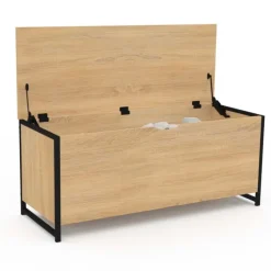 Coffre de rangement style industriel bois et noir