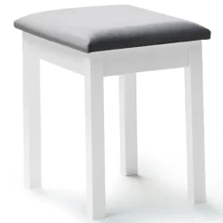 Coiffeuse blanche avec miroir et tabouret