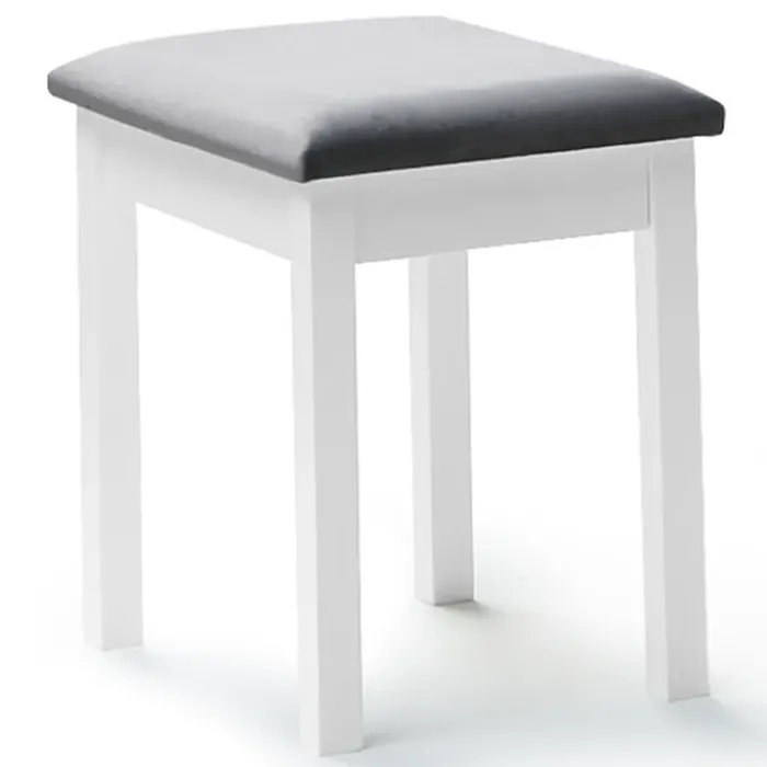 Coiffeuse blanche avec miroir et tabouret
