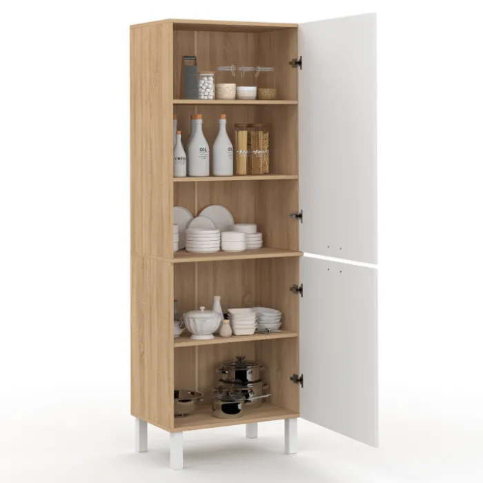 Colonne de cuisine hêtre et blanc