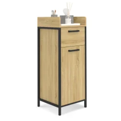 Colonne de rangement d'appoint salle de bain design industriel 1 tiroir 1 placard