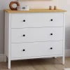 Commode 80 cm 3 tiroirs bois blanc plateau bois