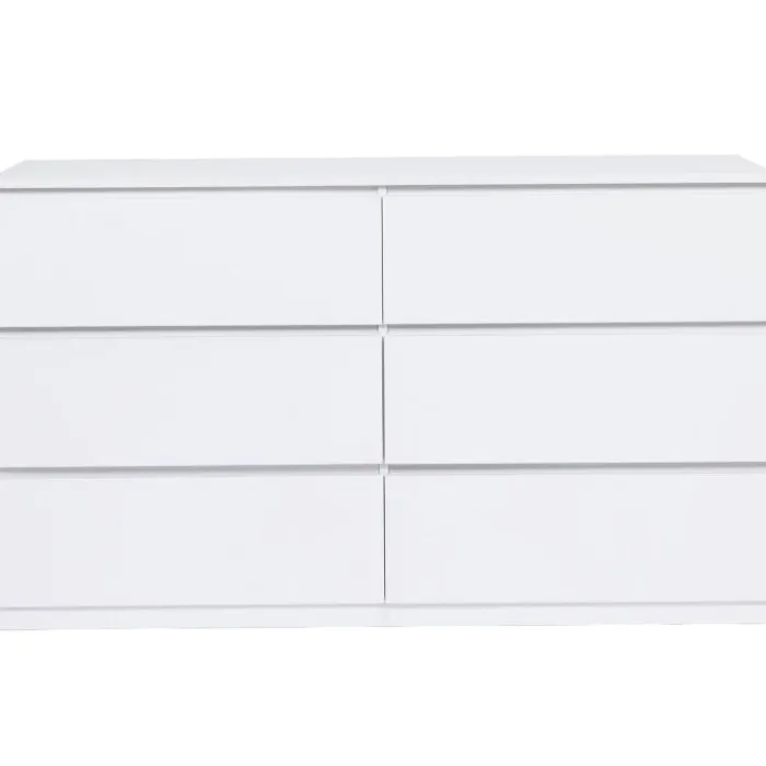 Commode 6 tiroirs 140 cm bois blanc