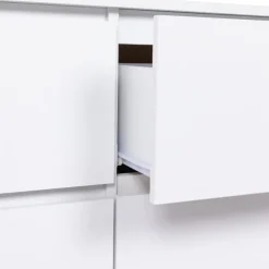 Commode 6 tiroirs 140 cm bois blanc