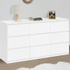 Commode 9 tiroirs 136 cm bois blanc