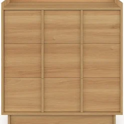 Commode 3 tiroirs 80 cm façon hêtre design minimaliste