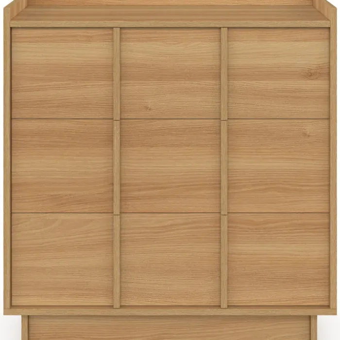 Commode 3 tiroirs 80 cm façon hêtre design minimaliste