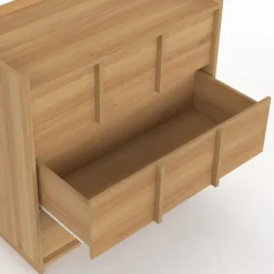 Commode 3 tiroirs 80 cm façon hêtre design minimaliste