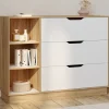 Commode 3 tiroirs 3 niches hêtre blanc