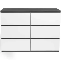 Commode 6 tiroirs blanche et grise