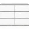 Commode 6 tiroirs blanche effet béton