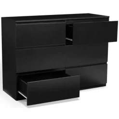 Commode 6 tiroirs design bois noir