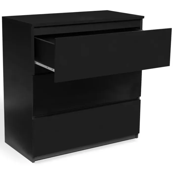 Commode 3 tiroirs design bois noir