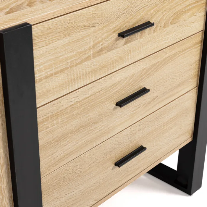 Commode 3 tiroirs design bois et pieds noir