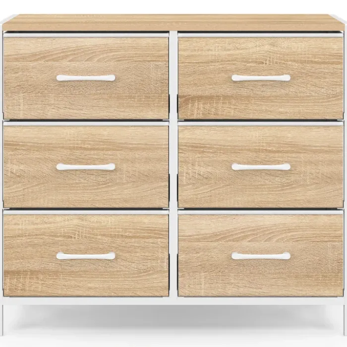 Commode 6 tiroirs en tissu 80 cm meuble de rangement design industriel bois et blanc