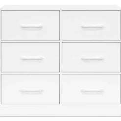 Commode 6 tiroirs en tissu 80 cm meuble de rangement bois blanc