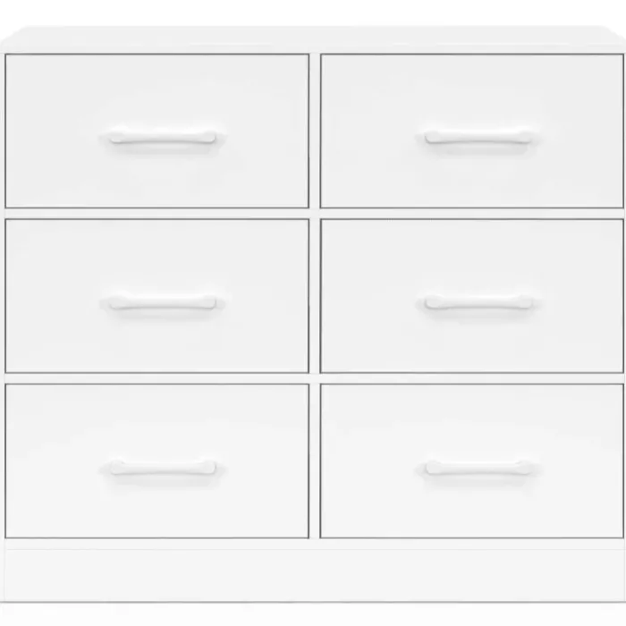 Commode 6 tiroirs en tissu 80 cm meuble de rangement bois blanc