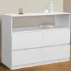 Commode avec 4 tiroirs bois blanc 100 cm avec niche