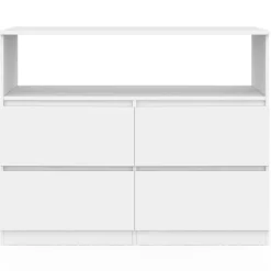 Commode avec 4 tiroirs bois blanc 100 cm avec niche