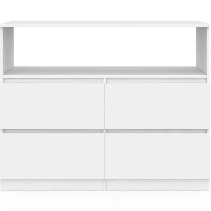 Commode avec 4 tiroirs bois blanc 100 cm avec niche