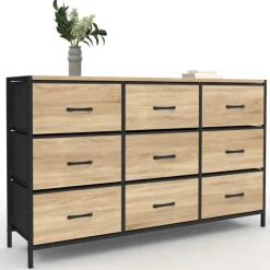 Commode avec 9 tiroirs en tissu