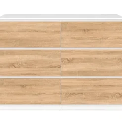 Commode blanc et bois 6 tiroirs