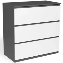 Commode blanche et grise 3 tiroirs