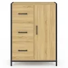 Commode de rangement salle de bain design industriel 3 tiroirs 1 placard