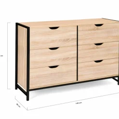 Commode design industriel 6 tiroirs 140 cm