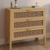 Commode en bois 3 tiroirs cannage 80 cm