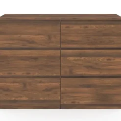 Commode en bois effet noyer avec 6 tiroirs 110 cm
